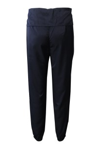 U377 makes pure color dark blue drawstring yoga sweatpants with wide waist, rubber bands and long feet. Combed sweatpants sweatpants franchise store 100% Tencel back view